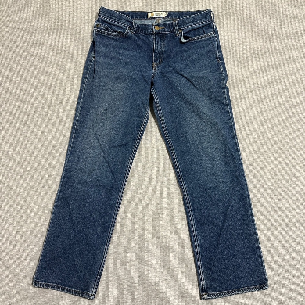 Carhartt Original Fit Straight Leg Jeans Dark Wash Blue Womens Size 8 Short